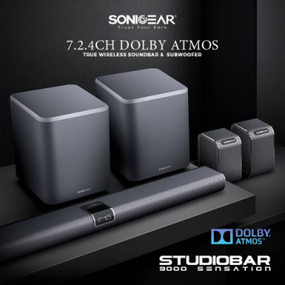 SonicGear StudioBar 9000 Dolby Atmos 7.2.4 Cinema Soundbar System